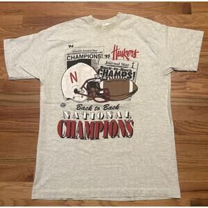 VTG 1995 Nebraska Huskers Back To Back National Champions Single Stitch Size LG